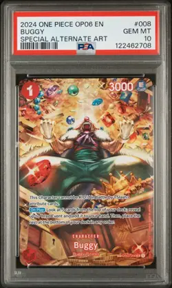2024 One Piece Op06-wings of the Captain 008 Buggy SP Alternate Art Psa 10 - Image 3