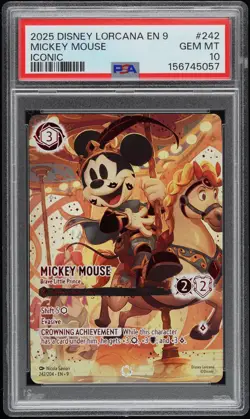 2025 DISNEY LORCANA EN 9-FABLED ICONIC MICKEY MOUSE - BRAVE LITTLE PRINCE PSA 10 - Image 1