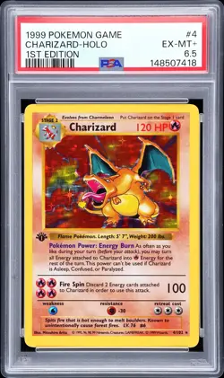 1999 POKEMON BASE SET 1ST EDITION #4 CHARIZARD-HOLO PSA 6.5 - Image 1