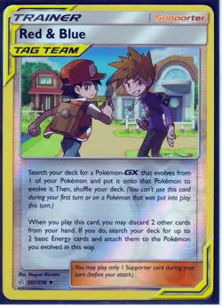 2019 POKEMON RED & BLUE 202/236 COSMIC ECLIPSE - TAG TEAM -REVERSE HOLO NM/M - Image 1