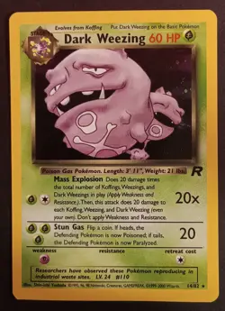 Pokemon TCG Dark Weezing 14/82 Team Rocket Unlimited Holo Rare Lightly Played - Image 1