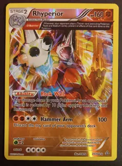 Pokemon TCG Rhyperior Omega 77/160 Primal Clash Holo Rare Reverse Holo NM-/LP+ - Image 1