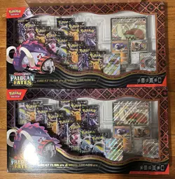 Lot (2) Pokemon Paldean Fates Great Tusk ex & Iron Treads ex Premium Collection - Image 2