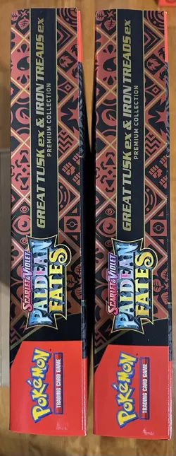 Lot (2) Pokemon Paldean Fates Great Tusk ex & Iron Treads ex Premium Collection - Image 4