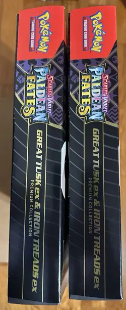 Lot (2) Pokemon Paldean Fates Great Tusk ex & Iron Treads ex Premium Collection - Image 5