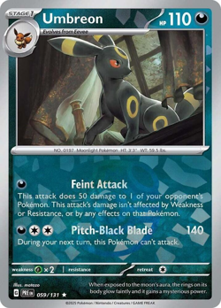 Umbreon (Master Ball Pattern) 059/131 Pokemon Prismatic Evolutions - NM - Image 1
