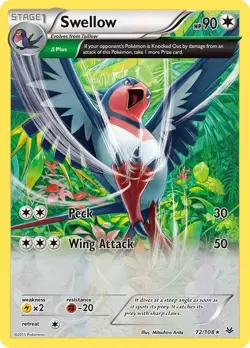 Swellow (72 Delta) - XY - Pokemon Roaring Skies (ROS) NM - Image 1
