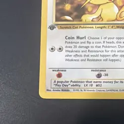Meowth 62/82 Team Rocket-1st Edition Regular Light play Pokemon - Image 2