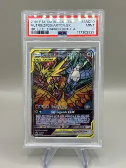 2019 POKEMON SM BLACK STAR PROMO FULL ART/MOLTRES & ZAPDOS & ARTICUNO GX PSA 9 - Image 1