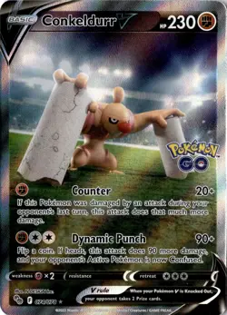 Conkeldurr V (Alternate Full Art) Ultra Rare Pokemon GO 074/078 NM - Image 1
