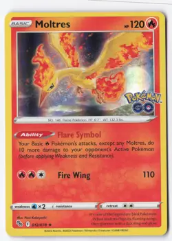 Moltres Holo Rare Pokemon GO 012/078 NM - Image 1
