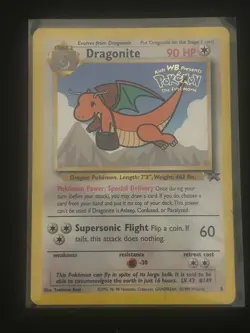 1999 Pokemon TCG Dragonite Card WB Stamped Movie Promo #5 WOTC Black Star - Image 1
