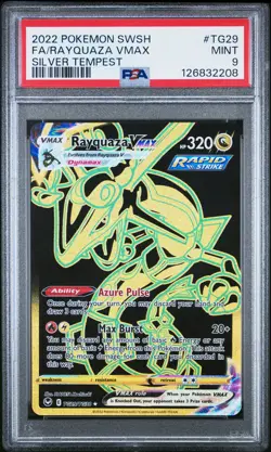 2022 POKEMON SWORD & SHIELD SILVER TEMPEST #TG29 FULL ART/RAYQUAZA VMAX PSA 9 - Image 1