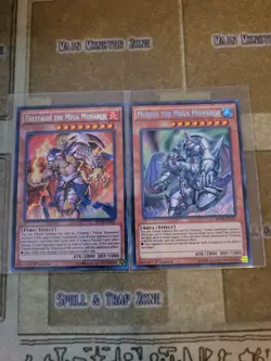 YUGIOH MOBIUS THE MEGA MONARCH MP14 + THESTALOS THE MEGA MONARCH MP15 SECRET NM - Image 1