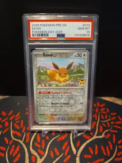 Pokemon 2025 Eevee 074/131 Pokemon Day 2025 Stamp GEM MT PSA 10 - Image 1