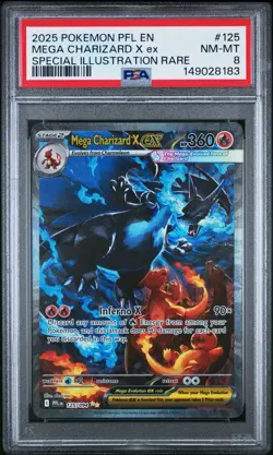 Mega Charizard X ex - Pokemon Phantasmal Flames #125 PSA 8.0 - Image 1