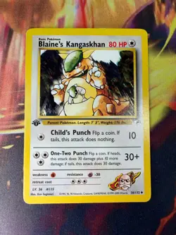 Blaine's Kangaskhan 36/132 LP-DMG 1st Edition Gym Heroes 2000 Pokemon TCG - Image 1