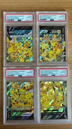 Pokemon 25th Celebrations Pikachu Union V Japanese PSA 10 Sequential Set - Image 1