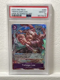 PSA 10 TRAFALGAR LAW 2023 ONE PIECE OP05-ALTERNATE ART SUPER RARE #069 - Image 1