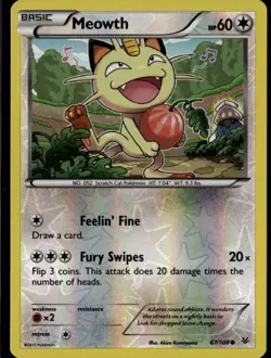 Meowth Common XY Roaring Skies 67/108 Colorless Reverse Holo Pokemon Card - Image 1