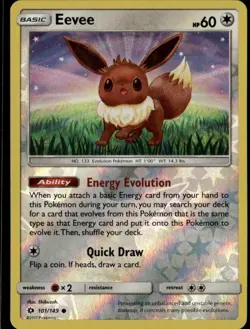 Eevee Common SM Base Set 101/149 Colorless Reverse Holo Pokemon Card - Image 1