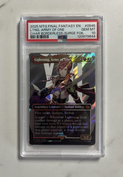 2025 MTG FINAL FANTASY LIGHTNING ARMY OF ONE BORDERLESS SURGE FOIL PSA 10 GEM - Image 1
