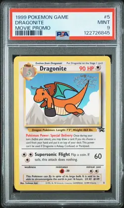 1999 Pokemon Dragonite Black Star Movie Promo #5 PSA 9 - Image 1