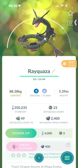 Pokemon Go (Stage 40 ) Shiny Rayquaza X2 ( 5 shinys ) - Image 2