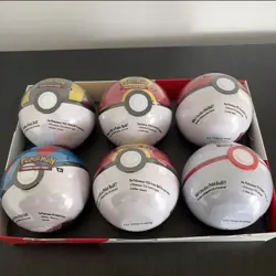 6 Pokeball Tins New E25 Sealed 18 Booster Packs Pokemon TCG - Image 2