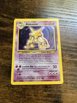 Pokemon TCG Alakazam Base Set Holo Rare 1/102 - Damaged See Photos - Image 1