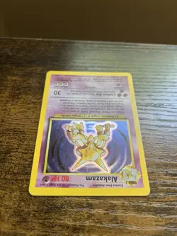 Pokemon TCG Alakazam Base Set Holo Rare 1/102 - Damaged See Photos - Image 4