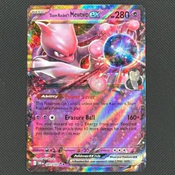 Team Rocket's Mewtwo ex 081/182 Double Rare Destined Rivals Pokemon Near Mint - Image 1