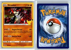 Groudon Pokemon TCG Celebrations Holo Rare 017/025 Pokemon NM Holo - Image 3