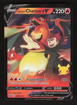 Lance's Charizard V SWSH133 Pokemon Celebrations Black Star Promo Holo Card - Image 1