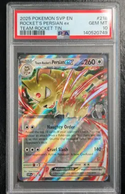 PSA 10 Pokemon Team Rocket's Persian ex 218 SVP Scarlet & Violet Promo Holo - Image 1