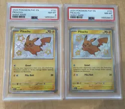2024 Pokemon Shiny Pikachu Rare Holo SV Paldean Fates - #131/091 Lot Of x2 PSA 8 - Image 1