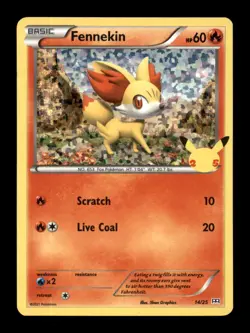 Fennekin 014/025 P McDonald's 25th Anniversary Promos Pokemon Holo - Image 1