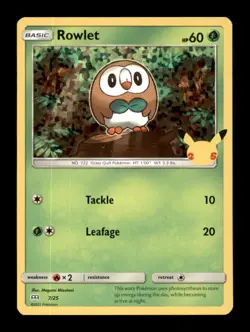 Rowlet 007/025 P McDonald's 25th Anniversary Promos Pokemon Holo - Image 1