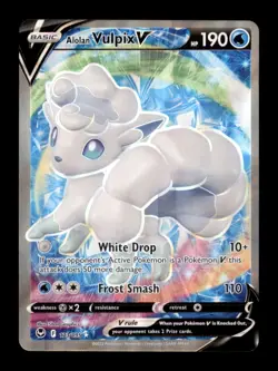 ALOLAN VULPIX V 173/195 ULTRA RARE SILVER TEMPEST POKEMON HOLO NM/M - Image 1