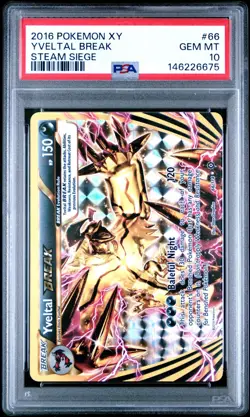 PSA 10 GEM MINT 2016 POKEMON XY STEAM SIEGE #66 YVELTAL BREAK - Image 1