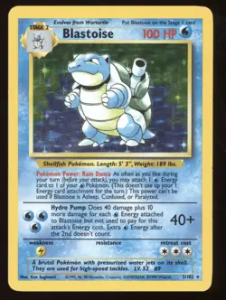 1999 Pokemon Base Set Blastoise Holo Rare #2/102 - Image 1