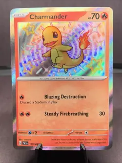 Pokemon TCG Charmander 109/091 SV: Paldean Fates Baby Shiny Holo Rare NM - Image 1