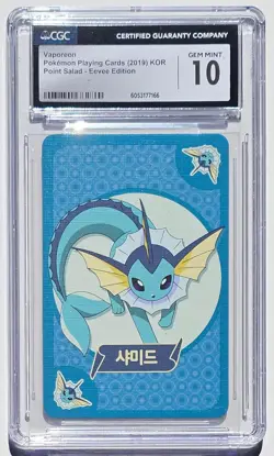 Vaporeon Pokemon Playing Cards 2019 Korean Point Salad Eevee Graded CGC 10 Gem! - Image 1