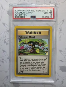 2000 POKEMON NEO GENESIS 1ST ED #102 POKEMON MARCH PSA 10 - Image 1