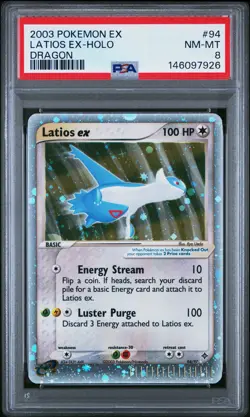 2003 POKEMON EX DRAGON #94 LATIOS EX-HOLO PSA 8 - Image 1