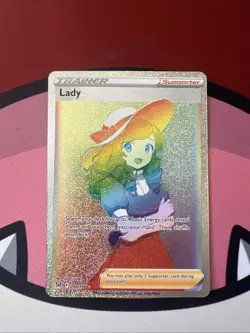 Pokemon TCG Lady Full Art Secret Rainbow Rare 208/196 Lost Origin NM - Image 1