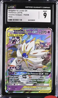 CGC 9 Solgaleo & Lunala GX 75/236 Pokemon 2019 Sun & Moon Cosmic Eclipse SM Nm M - Image 1