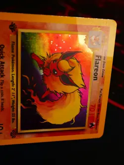 MP (1st ed) Pokemon FLAREON Card JUNGLE Set 3/64 Holo Rare First Edition WOTC - Image 2