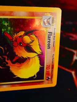 MP (1st ed) Pokemon FLAREON Card JUNGLE Set 3/64 Holo Rare First Edition WOTC - Image 3