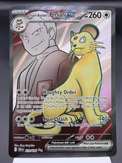 Team Rocket’s Persian ex 219/182 - Full Art - Destined Rivals Pokemon Card MINT - Image 1
